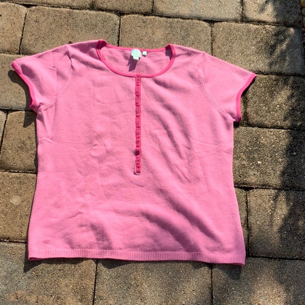 SHU SHU CAP SLEEVE PINK SWEATER, SIZE MEDIUM